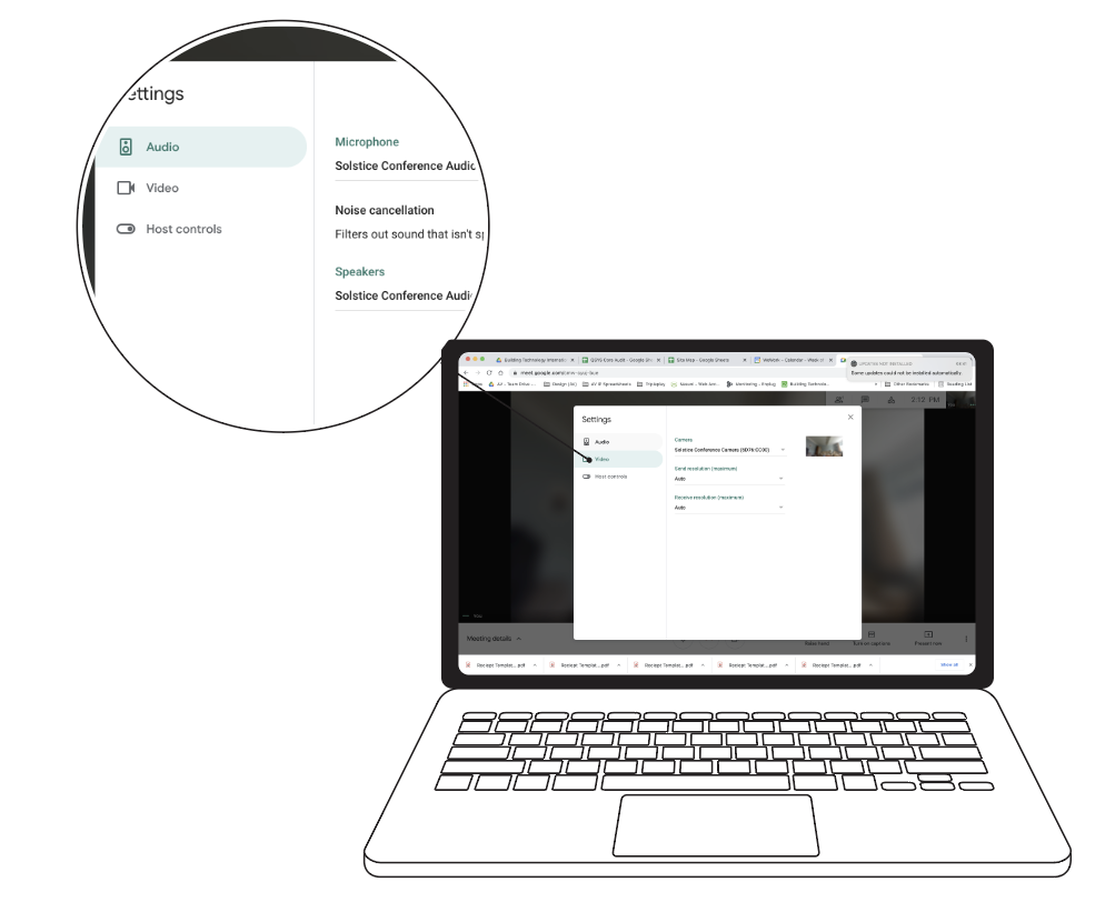 Using Solstice Conference to link video call to the equipment in a ...